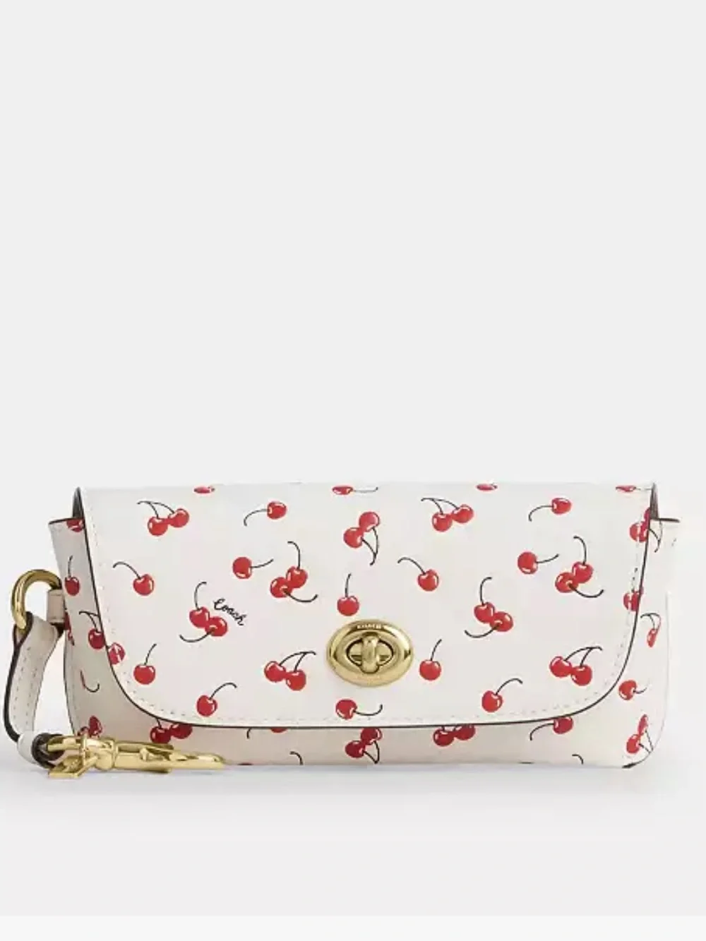 🍒Coach Micro Cherry Print Turnlock Sunglass Case with Gold Hardware🍒